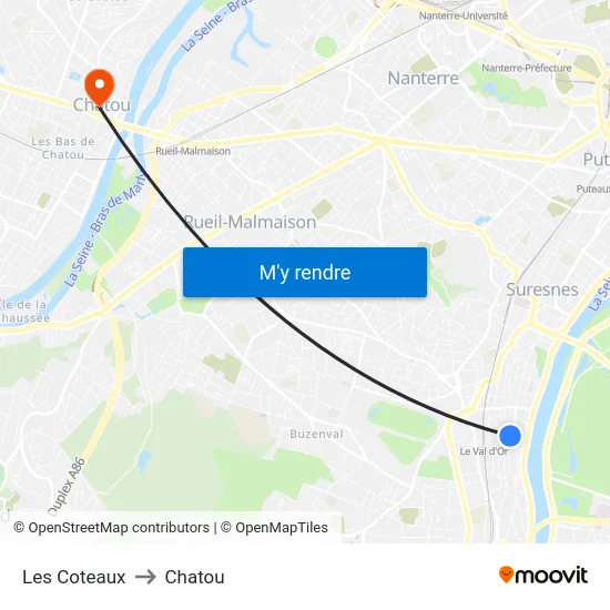 Les Coteaux to Chatou map