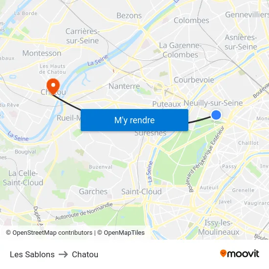 Les Sablons to Chatou map