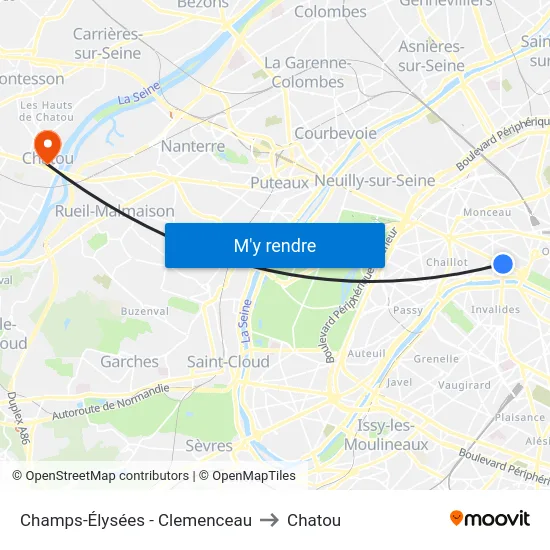 Champs-Élysées - Clemenceau to Chatou map