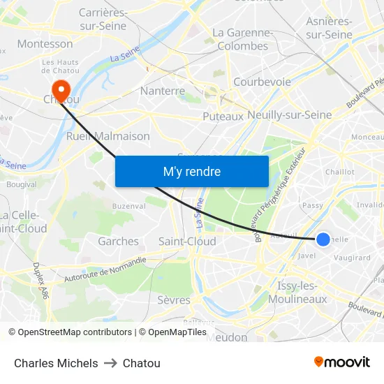 Charles Michels to Chatou map
