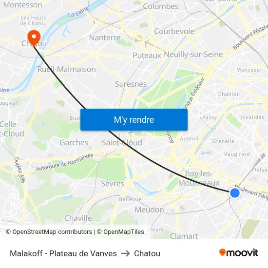 Malakoff - Plateau de Vanves to Chatou map