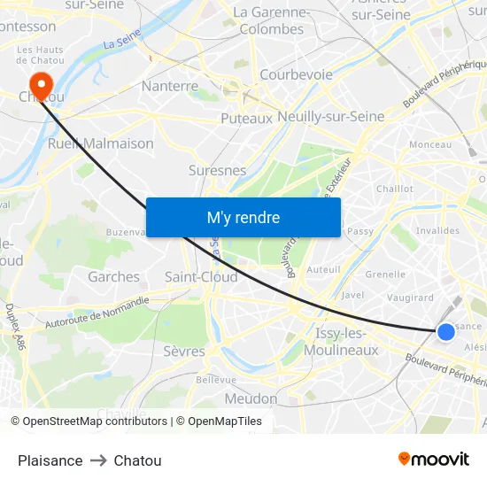 Plaisance to Chatou map
