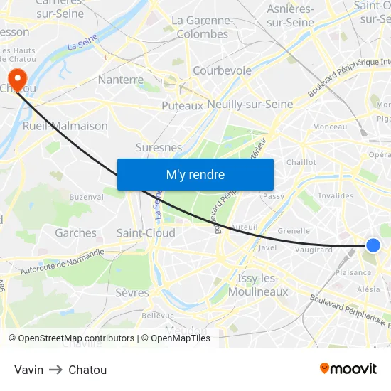 Vavin to Chatou map