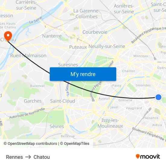 Rennes to Chatou map