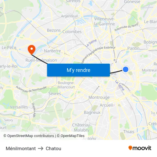 Ménilmontant to Chatou map