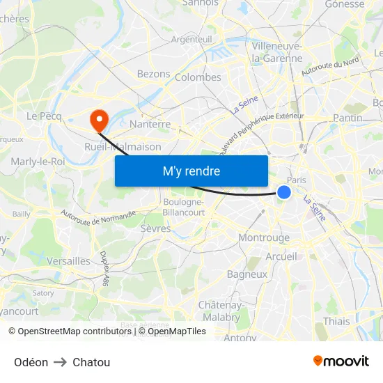 Odéon to Chatou map
