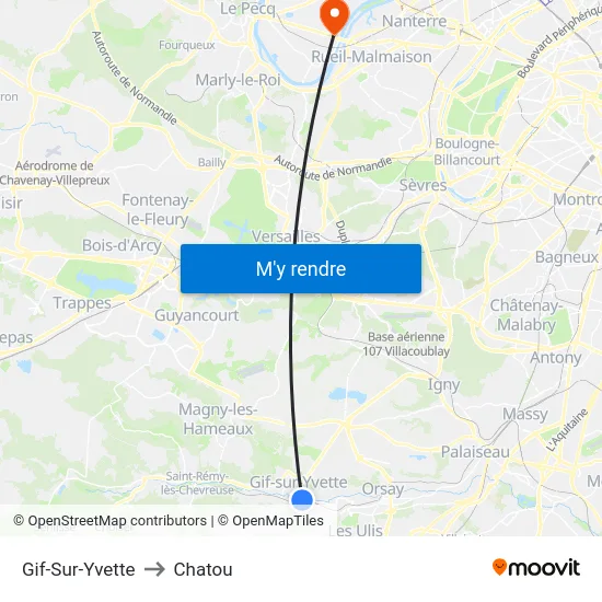 Gif-Sur-Yvette to Chatou map