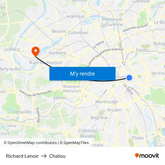 Richard-Lenoir to Chatou map