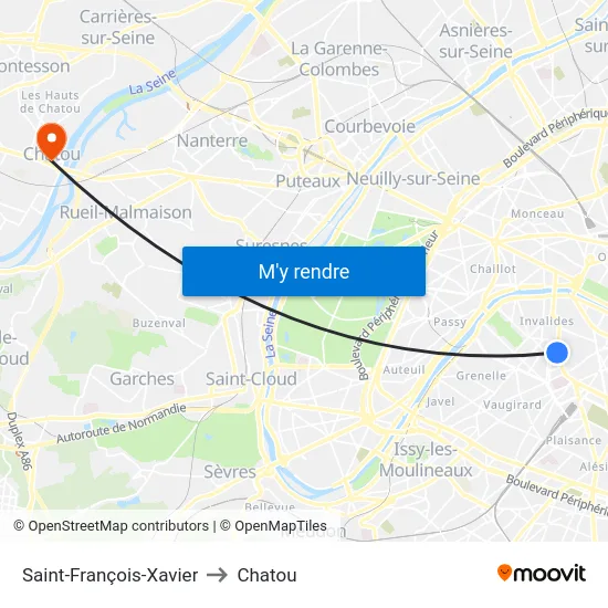 Saint-François-Xavier to Chatou map