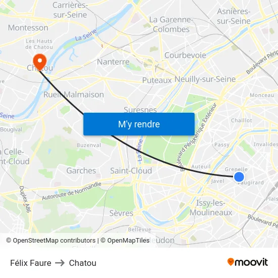 Félix Faure to Chatou map