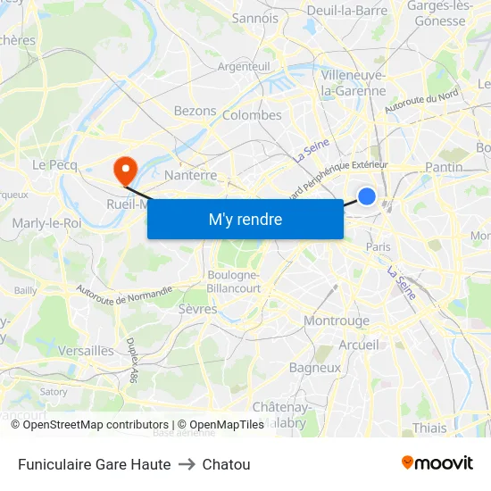 Funiculaire Gare Haute to Chatou map