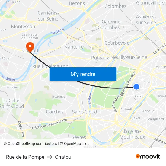 Rue de la Pompe to Chatou map