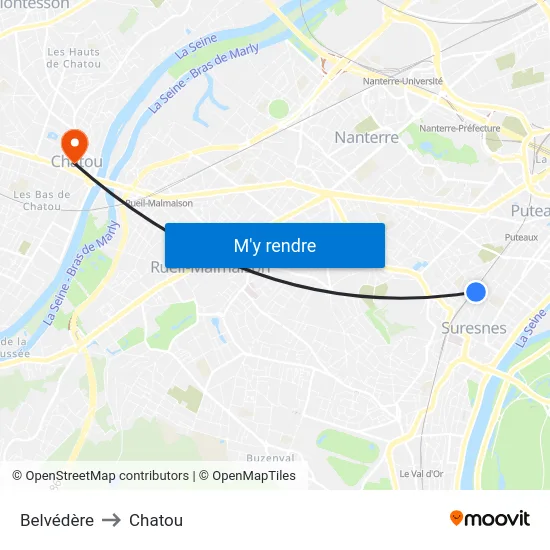 Belvédère to Chatou map
