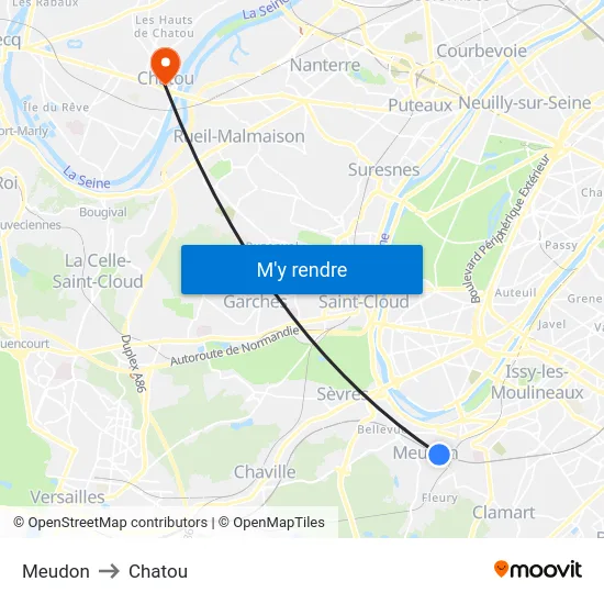 Meudon to Chatou map