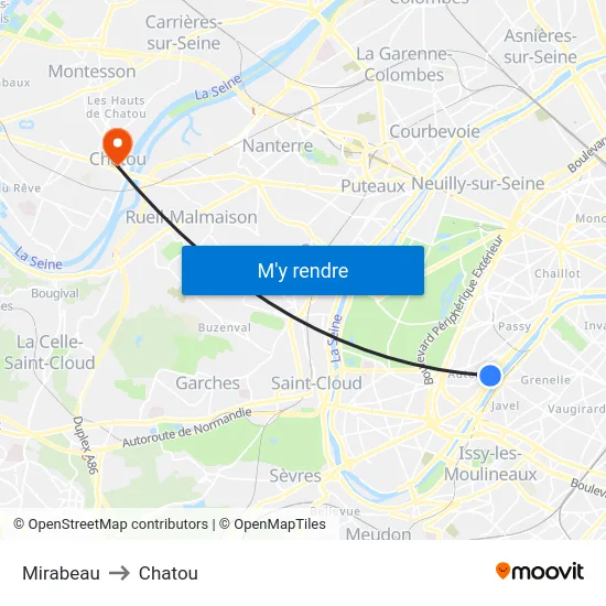 Mirabeau to Chatou map