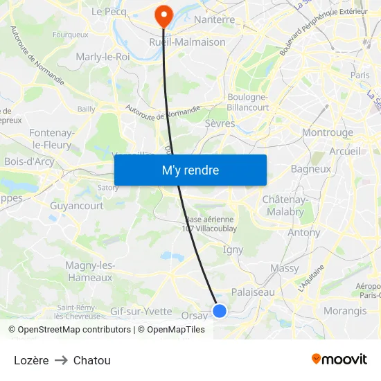 Lozère to Chatou map