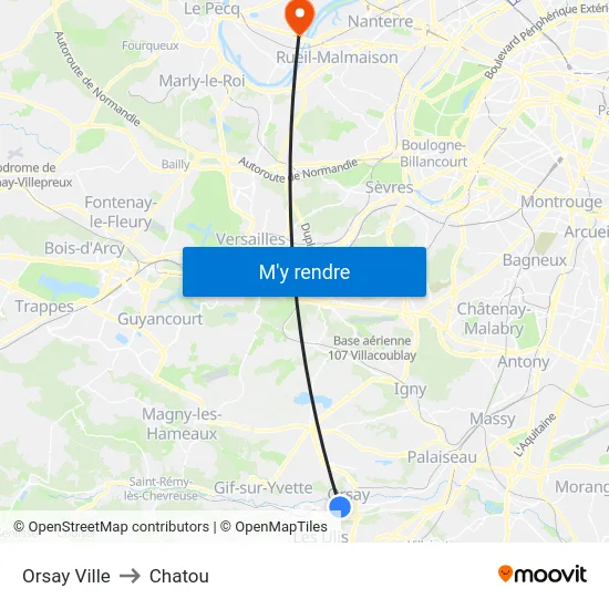 Orsay Ville to Chatou map