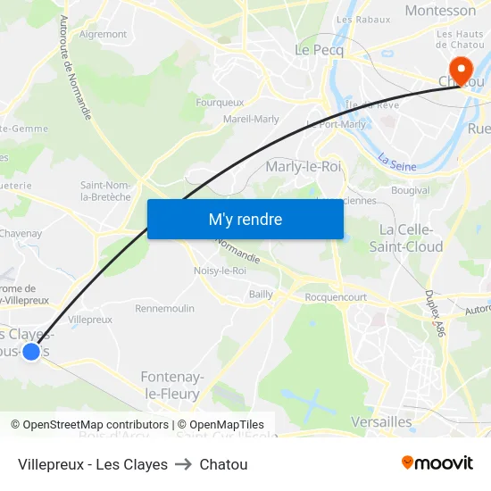 Villepreux - Les Clayes to Chatou map