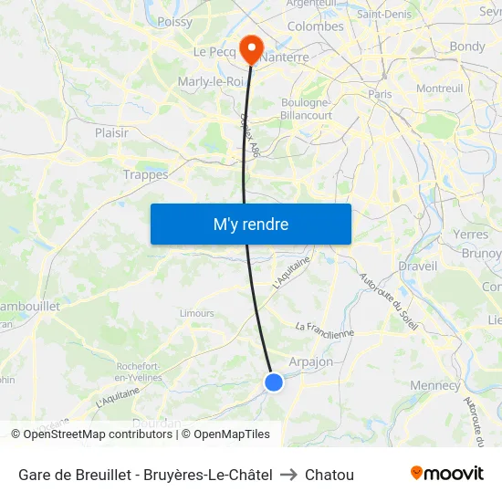 Gare de Breuillet - Bruyères-Le-Châtel to Chatou map