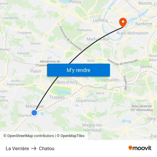 La Verrière to Chatou map