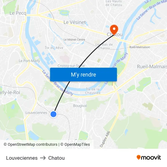 Louveciennes to Chatou map
