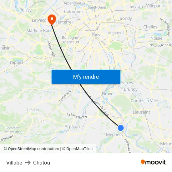 Villabé to Chatou map