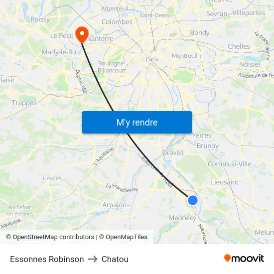 Essonnes Robinson to Chatou map