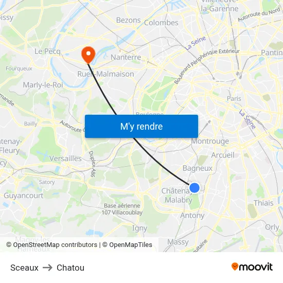 Sceaux to Chatou map