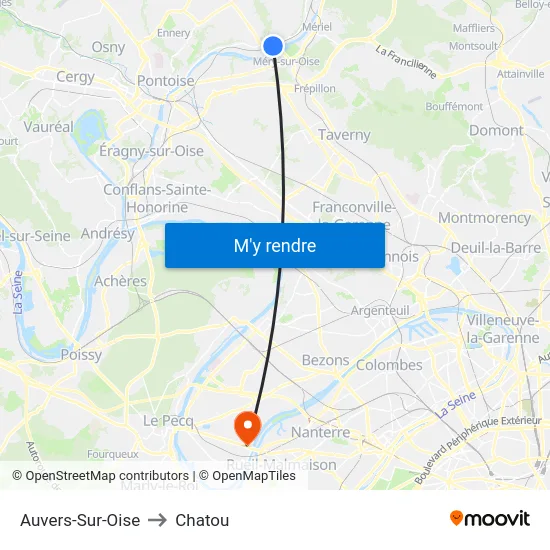 Auvers-Sur-Oise to Chatou map