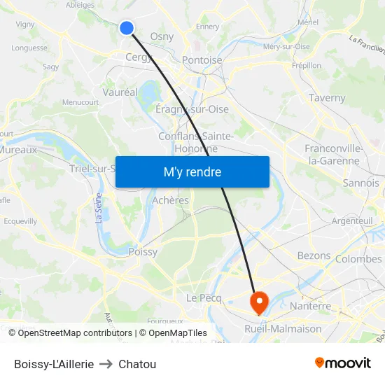 Boissy-L'Aillerie to Chatou map