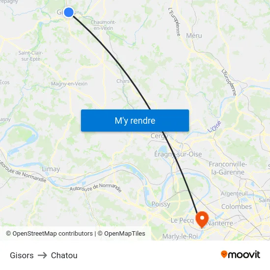 Gisors to Chatou map