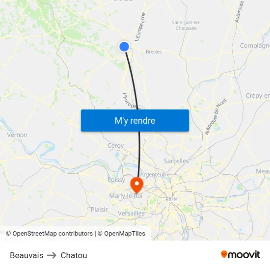 Beauvais to Chatou map