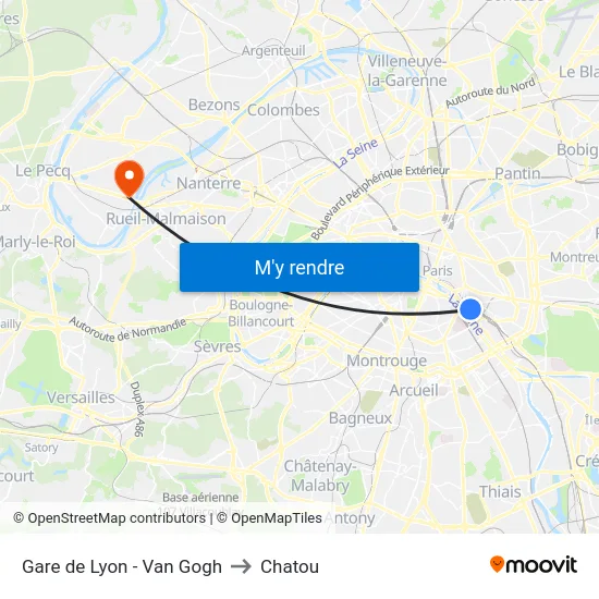 Gare de Lyon - Van Gogh to Chatou map