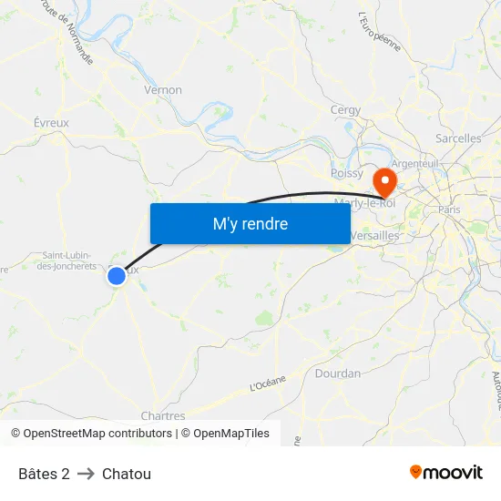 Bâtes 2 to Chatou map