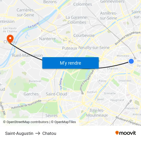 Saint-Augustin to Chatou map