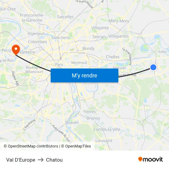 Val D'Europe to Chatou map