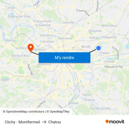 Clichy - Montfermeil to Chatou map