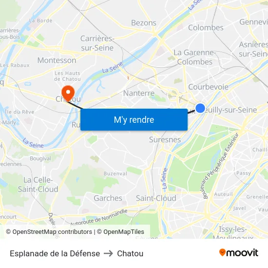Esplanade de la Défense to Chatou map