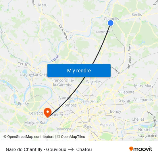 Gare de Chantilly - Gouvieux to Chatou map