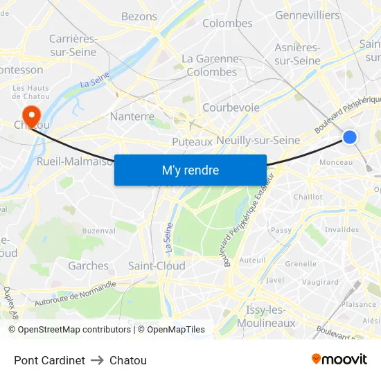 Pont Cardinet to Chatou map