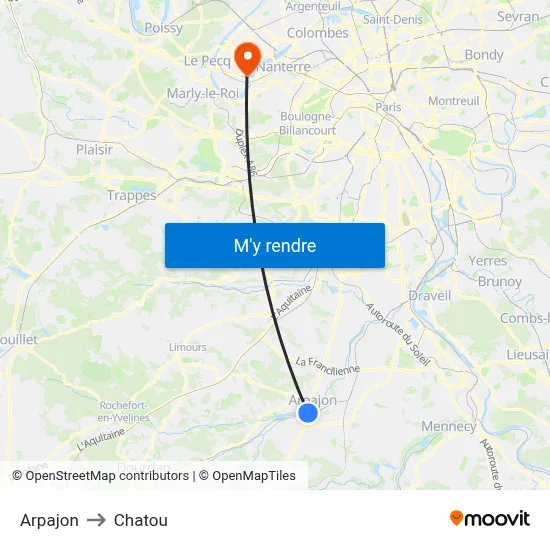 Arpajon to Chatou map