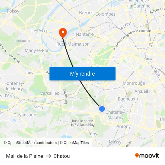 Mail de la Plaine to Chatou map