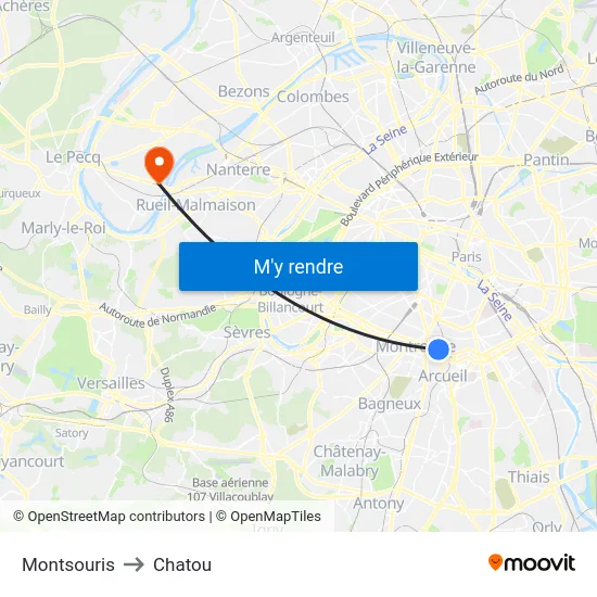 Montsouris to Chatou map