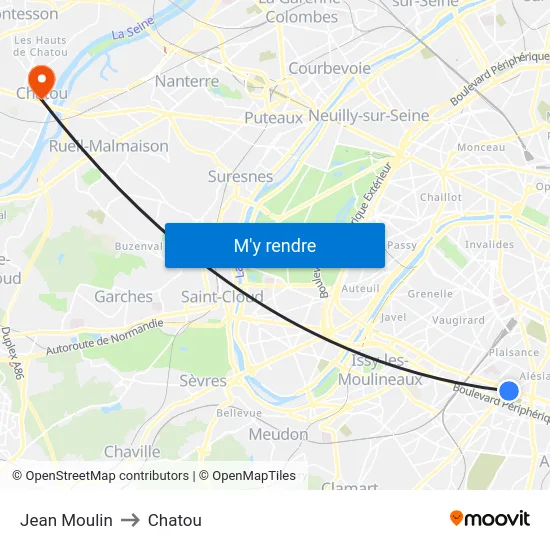 Jean Moulin to Chatou map