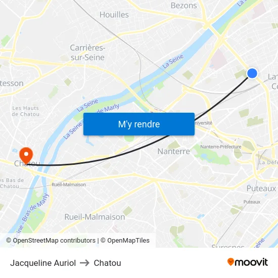Jacqueline Auriol to Chatou map