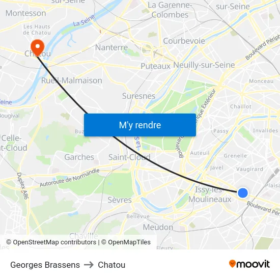 Georges Brassens to Chatou map