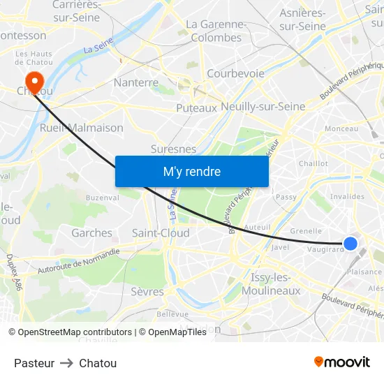 Pasteur to Chatou map