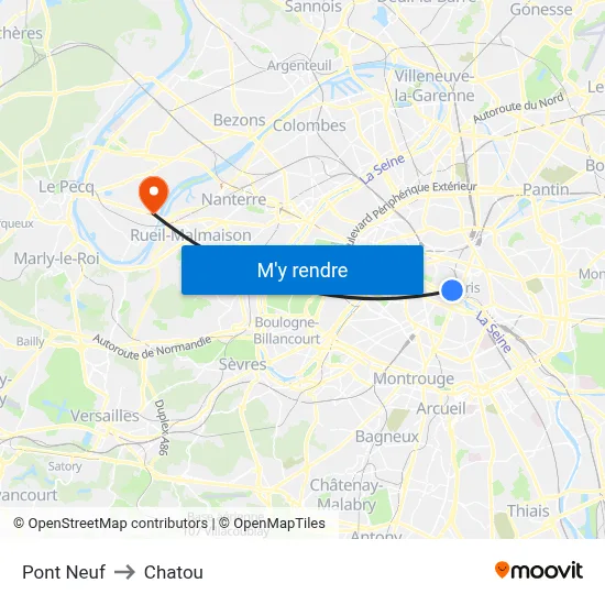 Pont Neuf to Chatou map