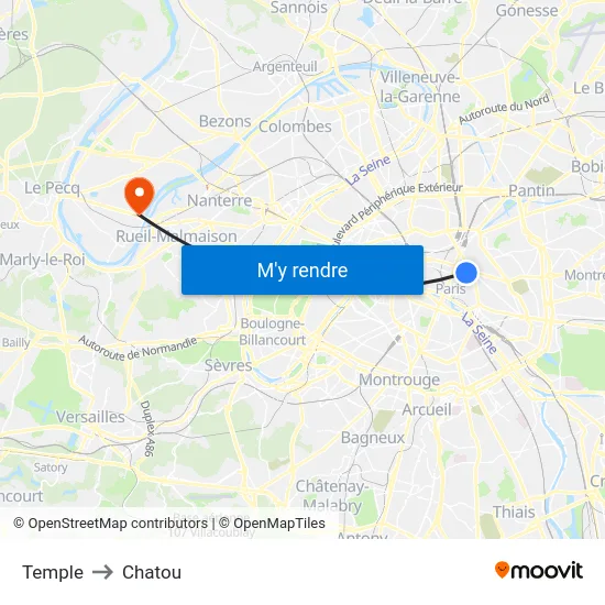 Temple to Chatou map