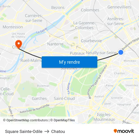 Square Sainte-Odile to Chatou map